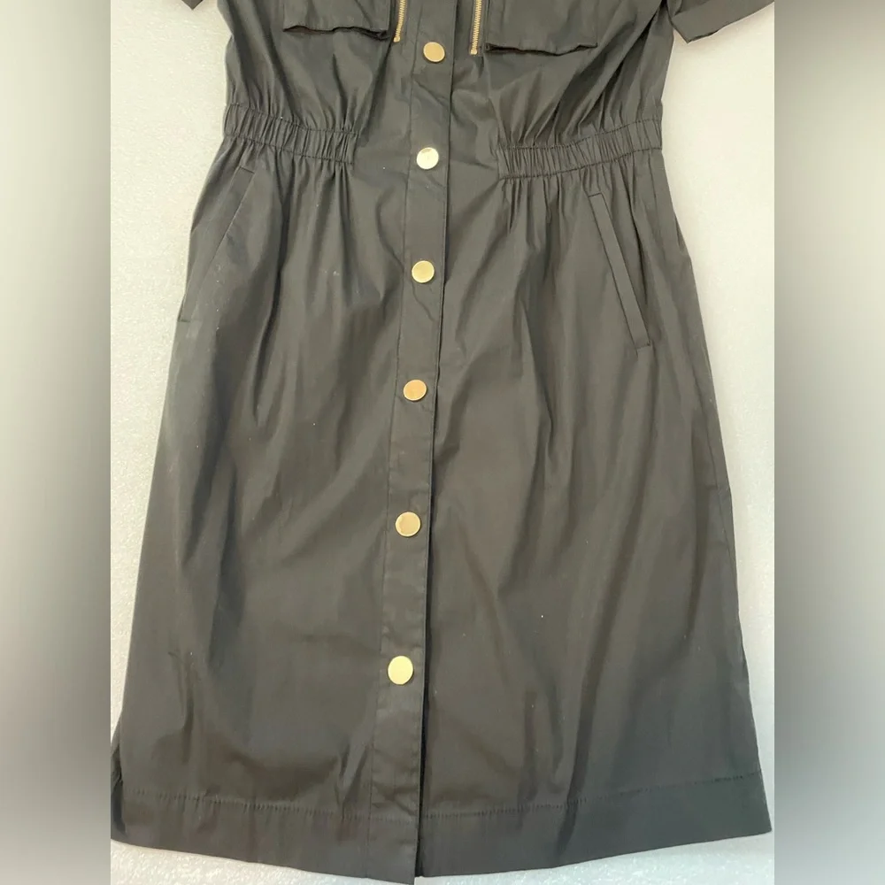 TORY BURCH Black with Gold Snap Buttons Shirtdress Dress Sz 6 Small - Picture 4 of 8